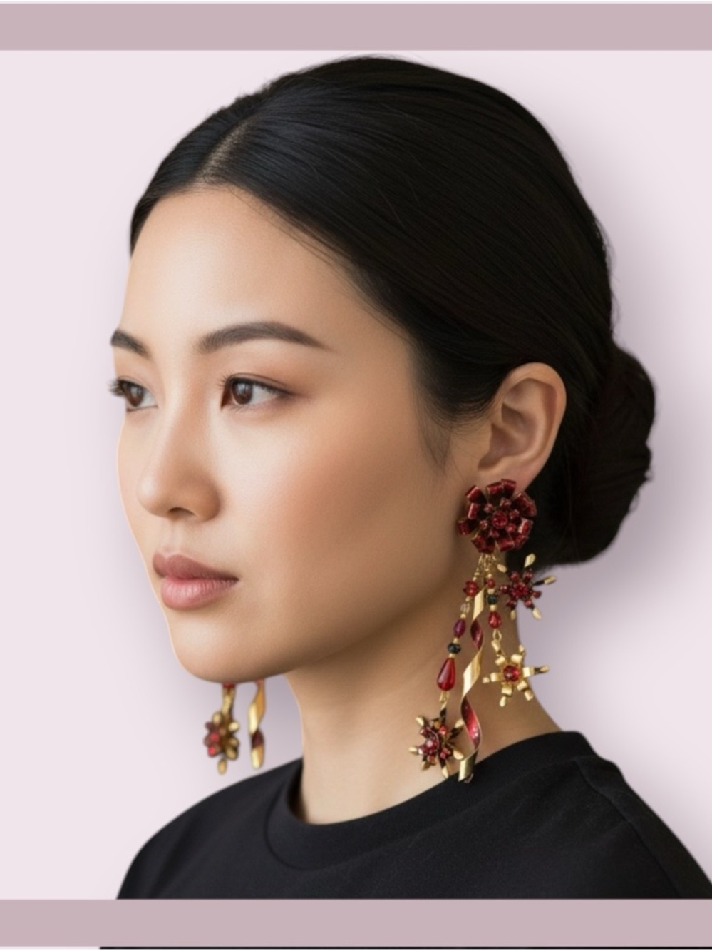 Vintage Lunch At The Ritz Carte Du Jour “Silk & Satin” Post Earrings